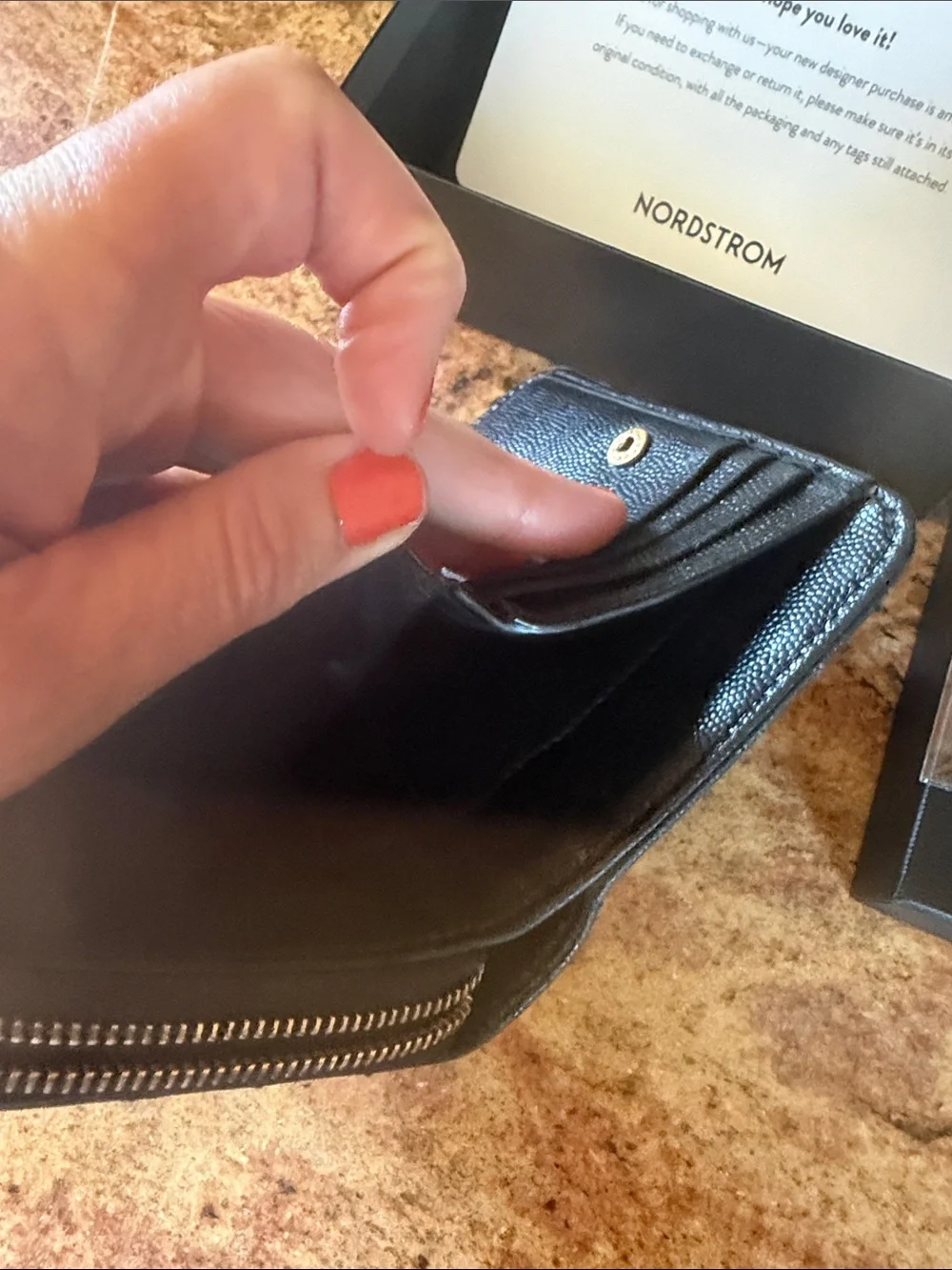 Saint Laurent Black Quilted Leather Compact Zip Wallet with Gold YSL Emblem